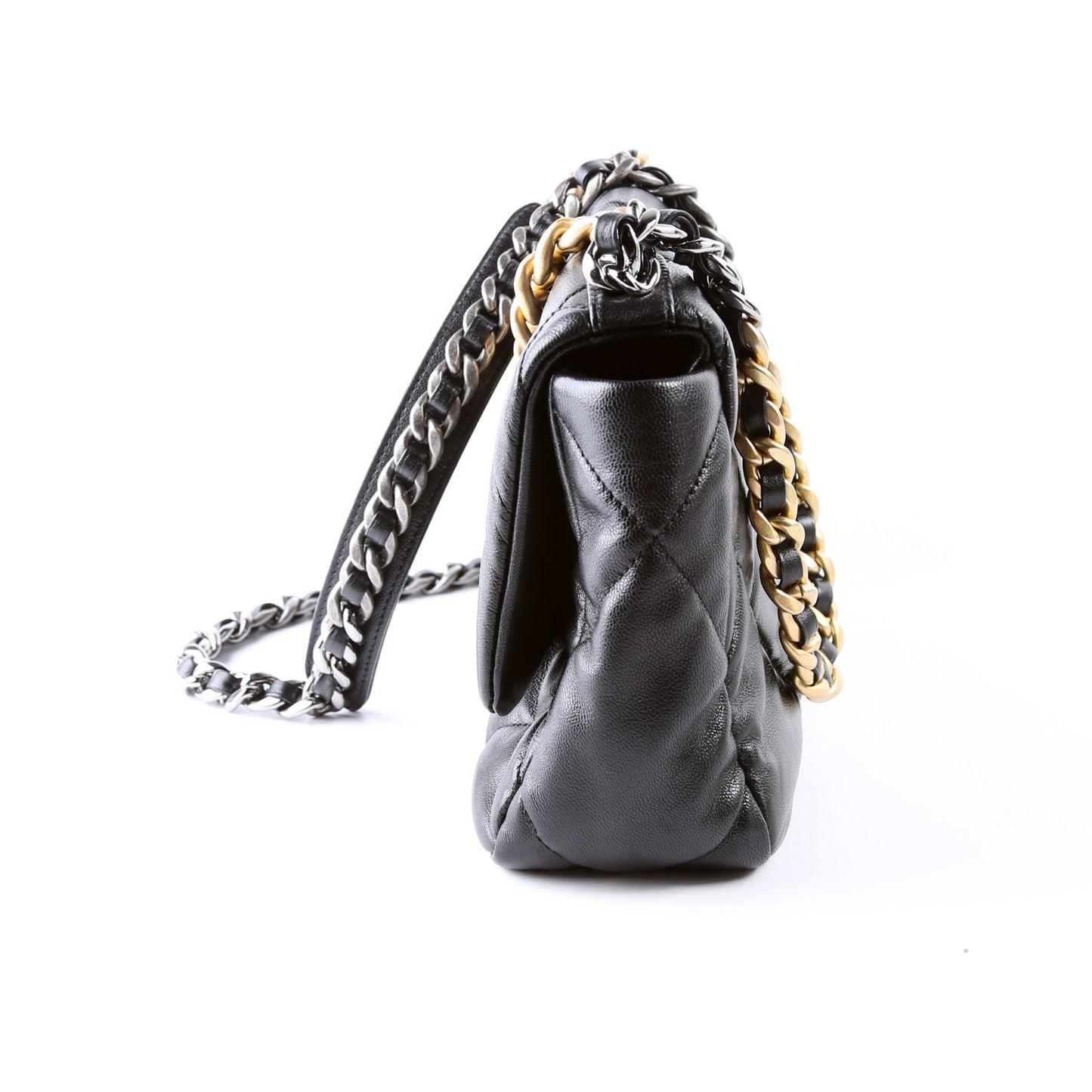 Chanel Quilted Goatskin 19 Medium Flap 30M Black Bag