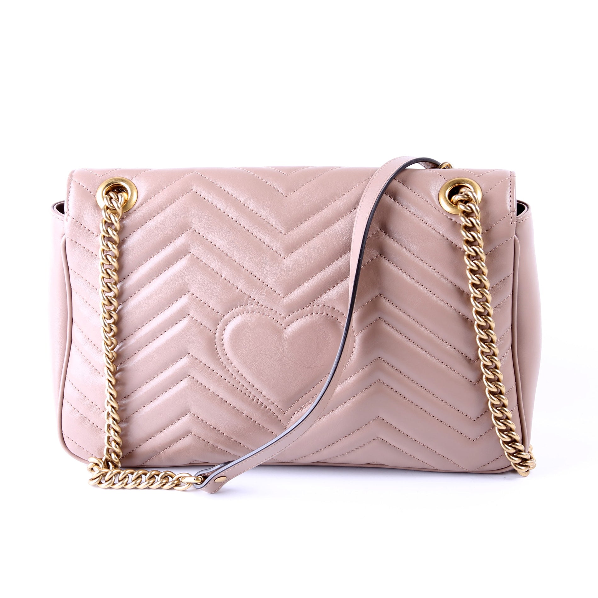 Gucci 443496 Marmont Leather Shoulder Medium Mauve Bag