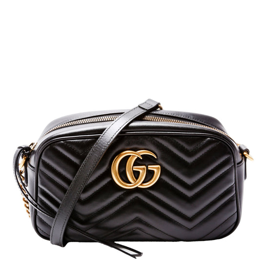 Gucci 447632 Marmont Small Leather Camera Black Bag
