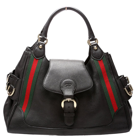 Gucci 247599 Web Leather Heritage Shoulder Bag