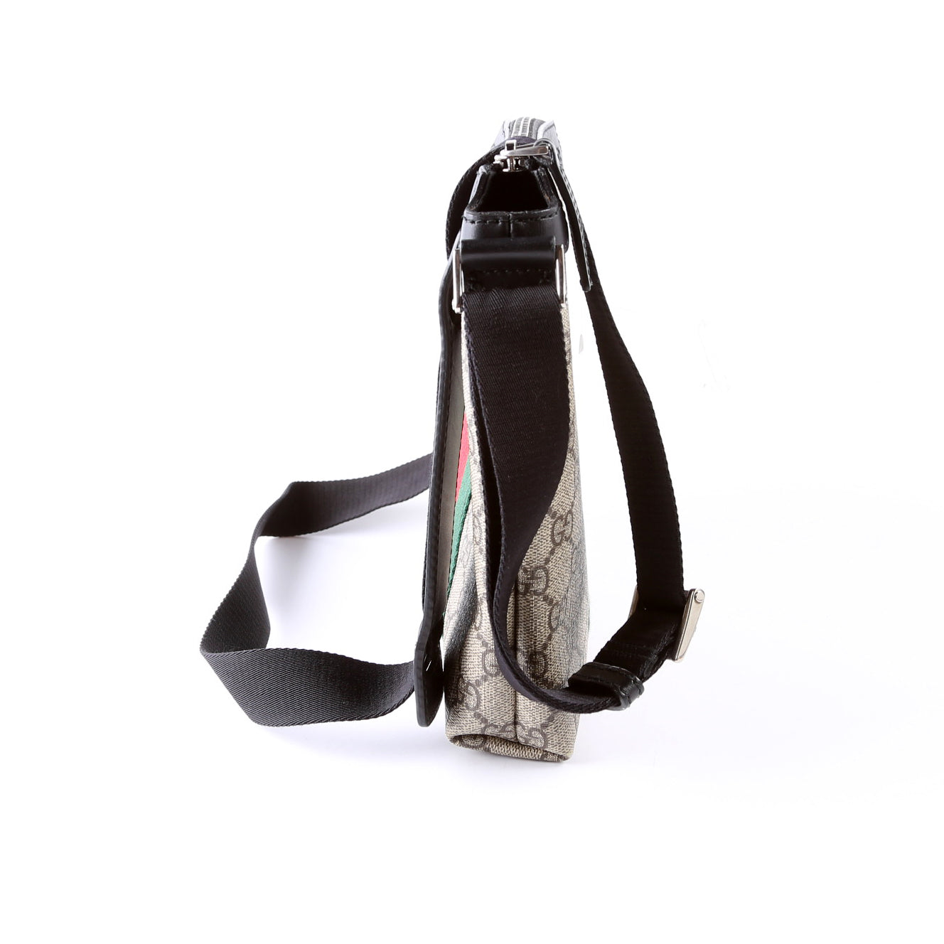 Gucci 471454 GG Supreme Web Messenger Black Bag