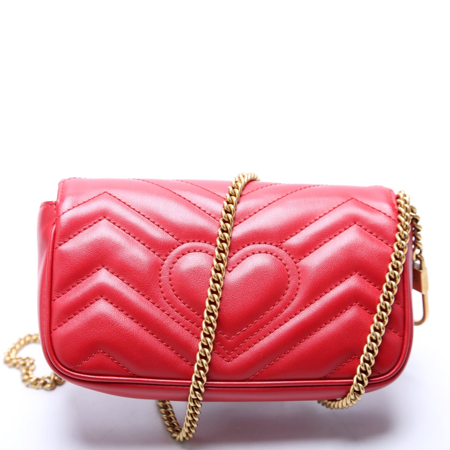 Gucci 476433 Marmont Torchon Leather Super Mini Flap Red Bag