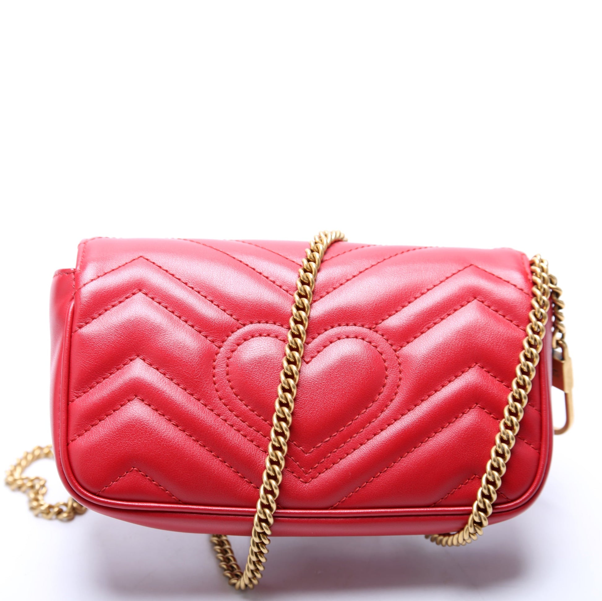 Gucci 476433 Marmont Torchon Leather Super Mini Flap Red Bag