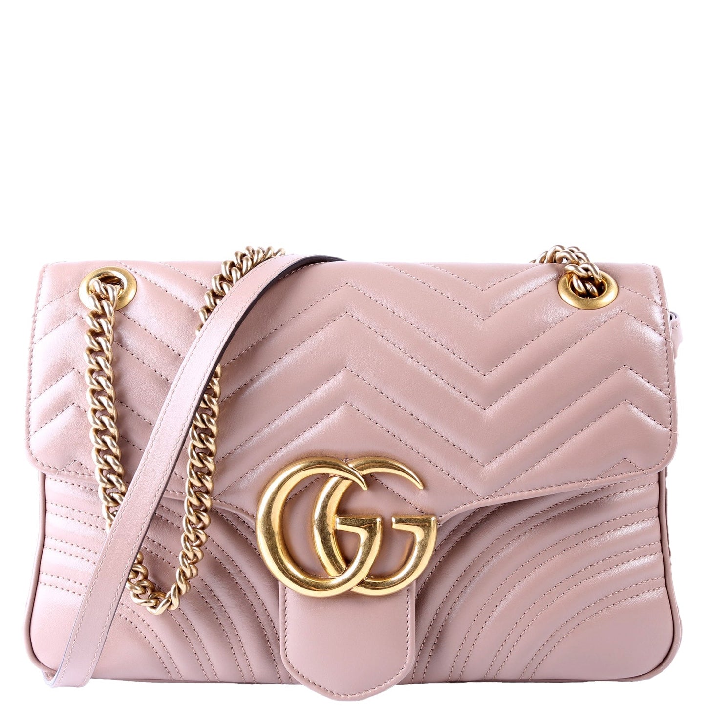 Gucci 443496 Marmont Leather Shoulder Medium Tan Bag