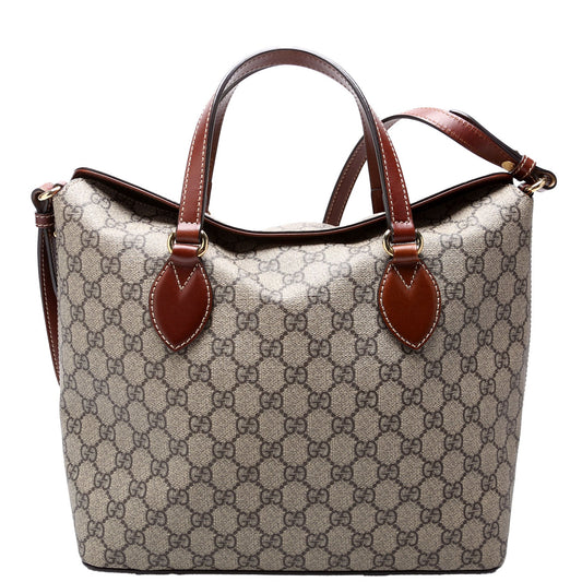 Gucci 429147 GG Supreme Fold Over Tote Brown Bag