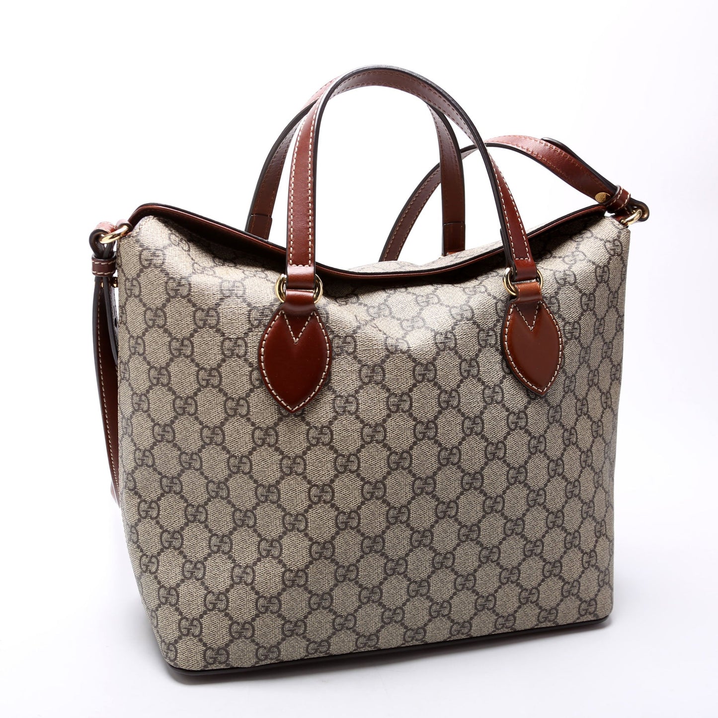 Gucci 429147 GG Supreme Fold Over Tote Brown Bag