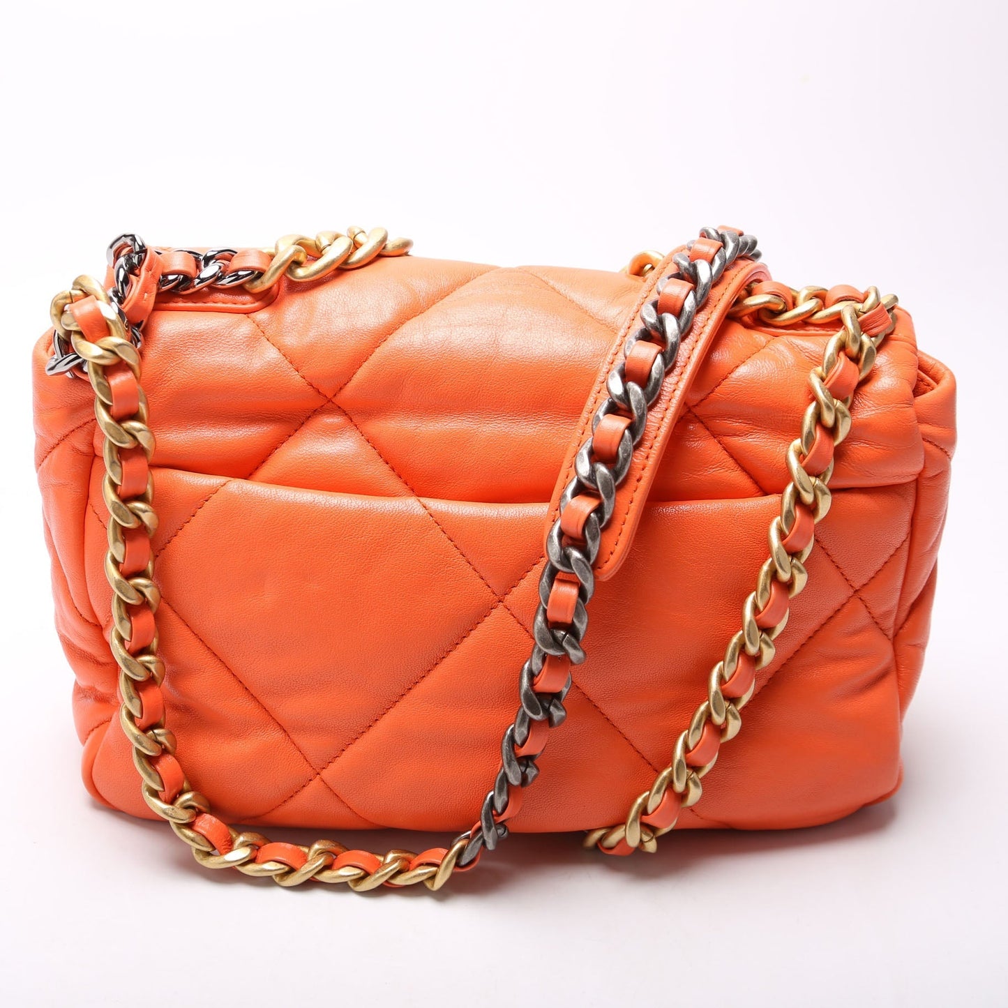 Chanel Quilted Goatskin 19 Medium Flap 29M Orange Bag