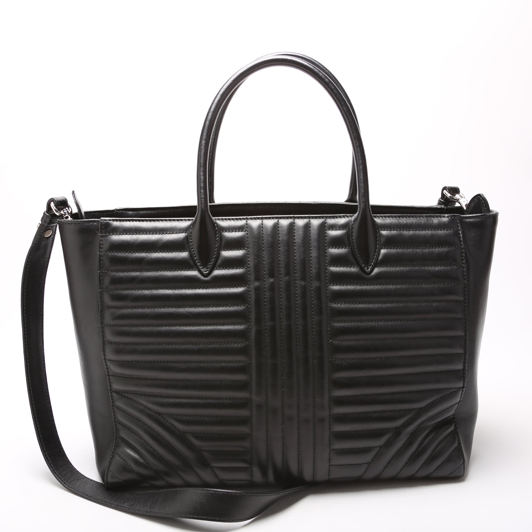 Prada Quilted Calfskin Diagramme Tote 1BA195 Black Bag