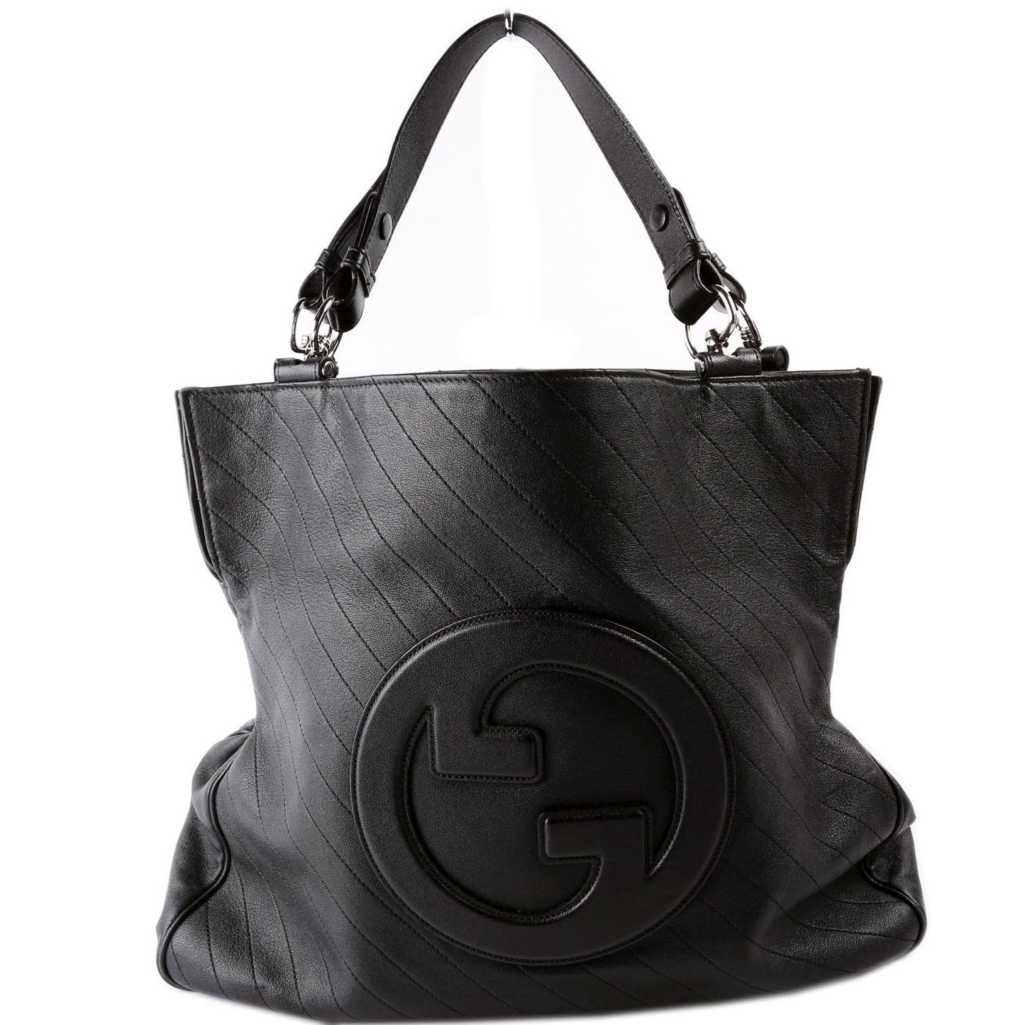 Gucci 751516 Blondie Medium Leather Tote Black Bag