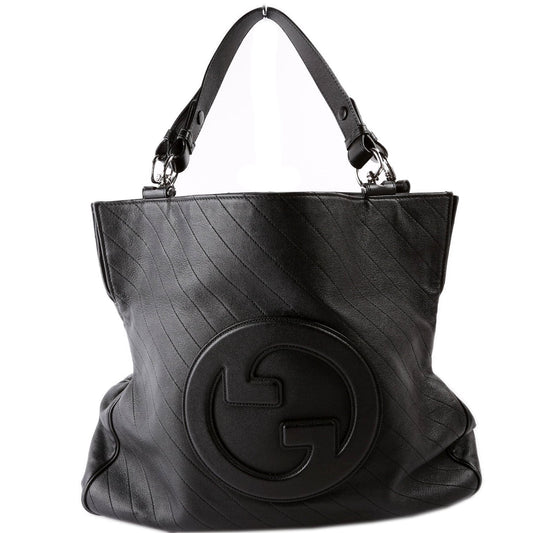 Gucci 751516 Blondie Medium Leather Tote Black Bag