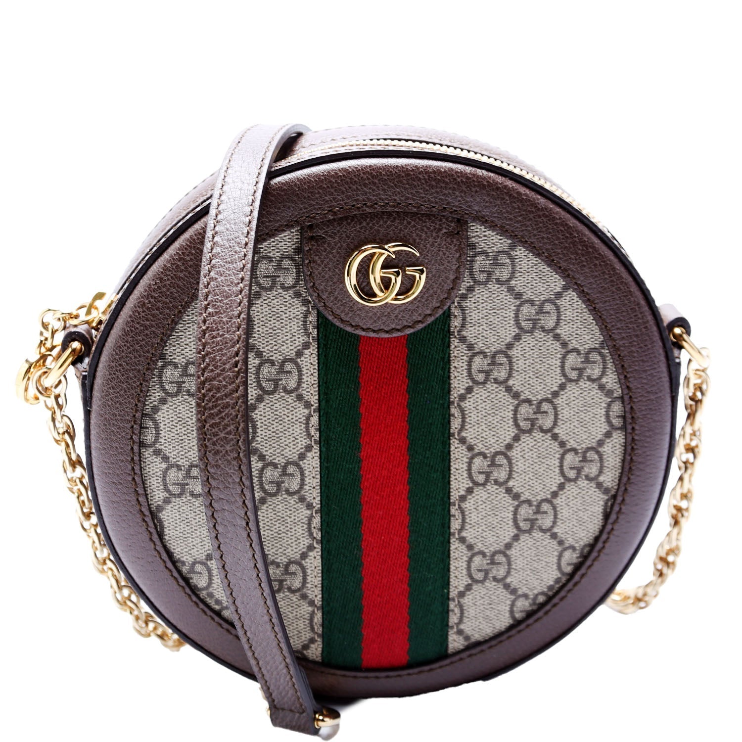 Gucci 550618 Ophidia GG Supreme Round Small Crossbody Brown Bag