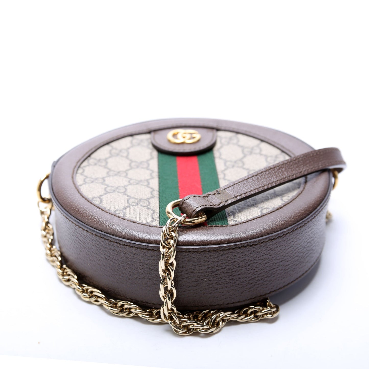 Gucci 550618 Ophidia GG Supreme Round Small Crossbody Brown Bag