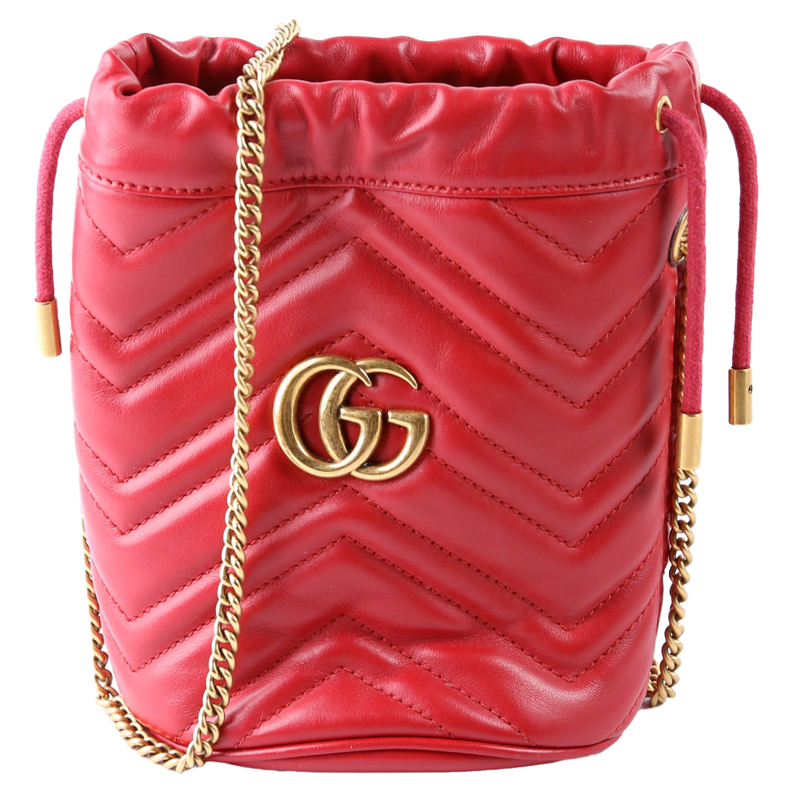 Gucci 575163 Marmont Mini Bucket Red Bag