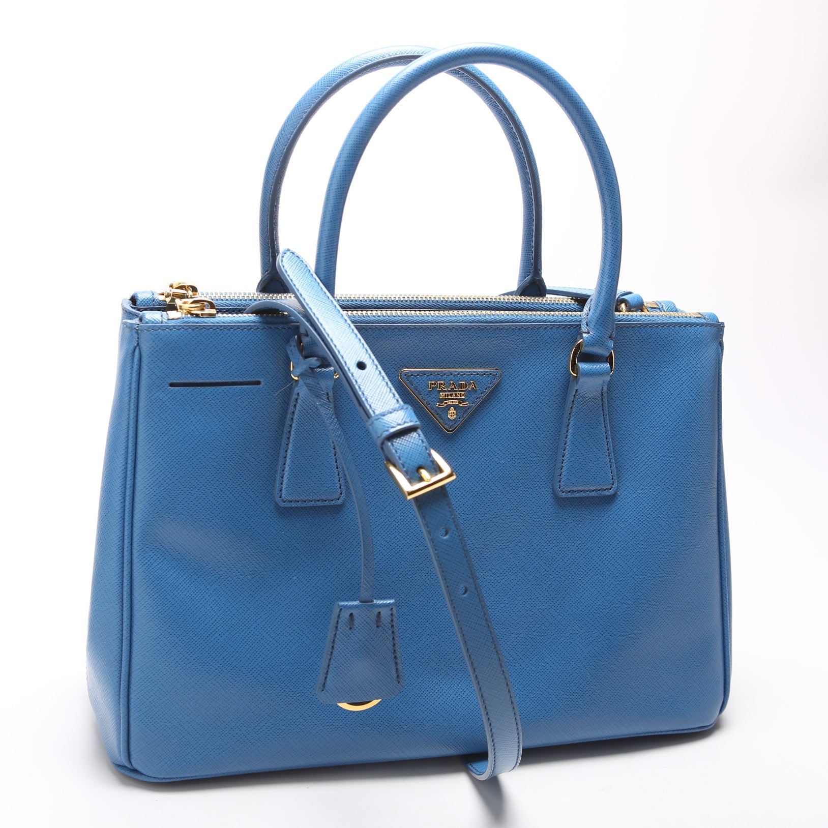 Prada Saffiano Galleria Small Blue Bag