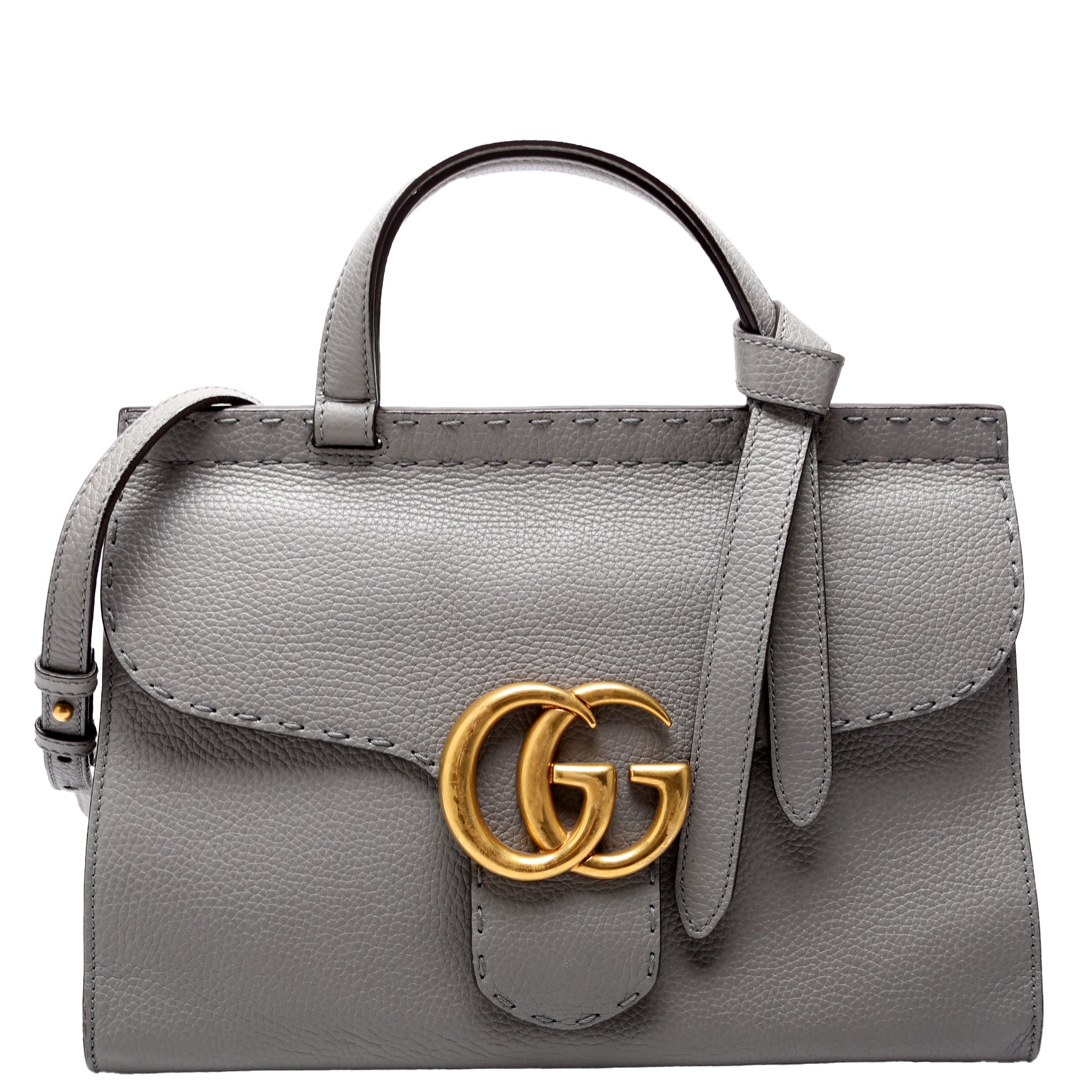 Gucci 421890 Marmont Top Handle Small Grey Bag
