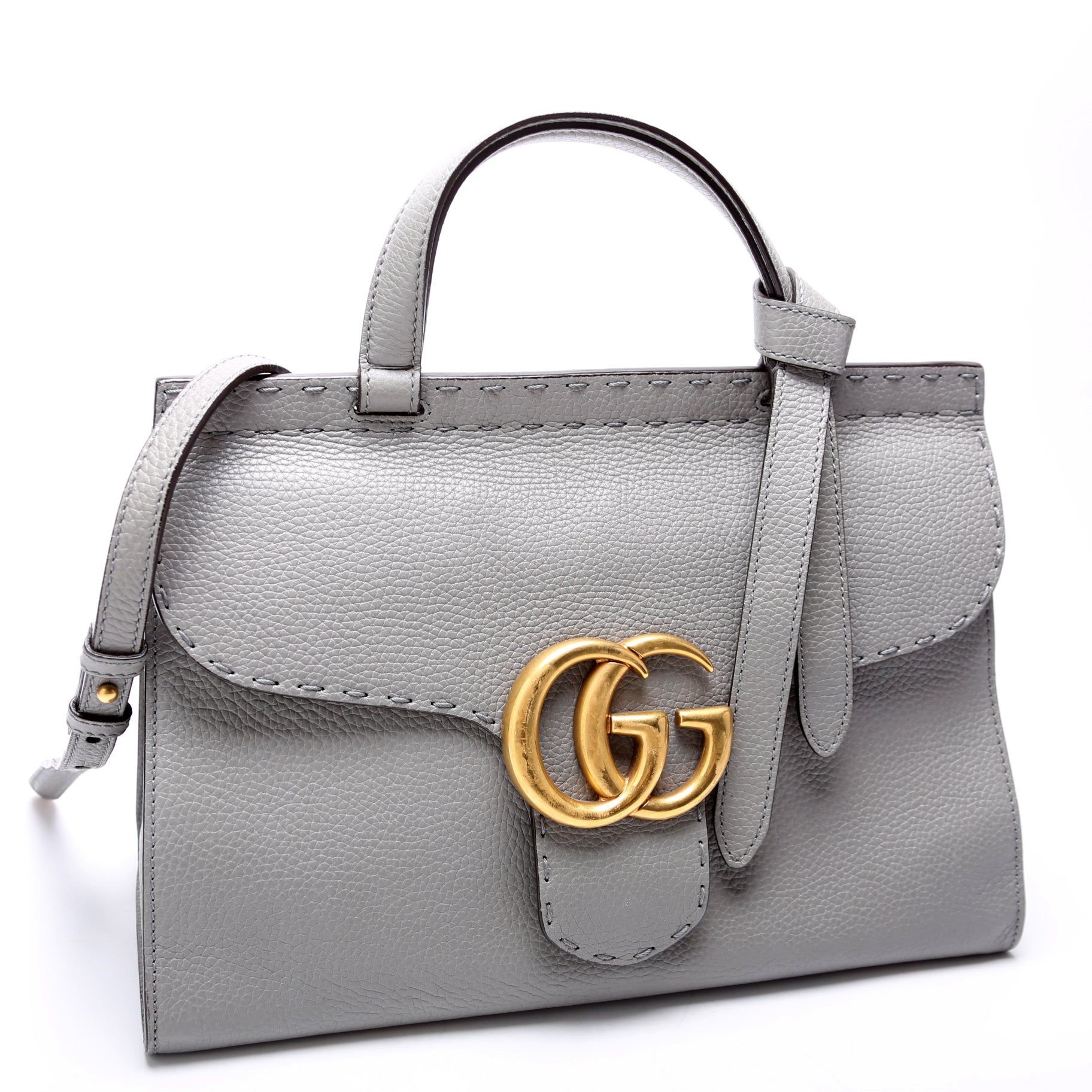 Gucci 421890 Marmont Top Handle Small Grey Bag