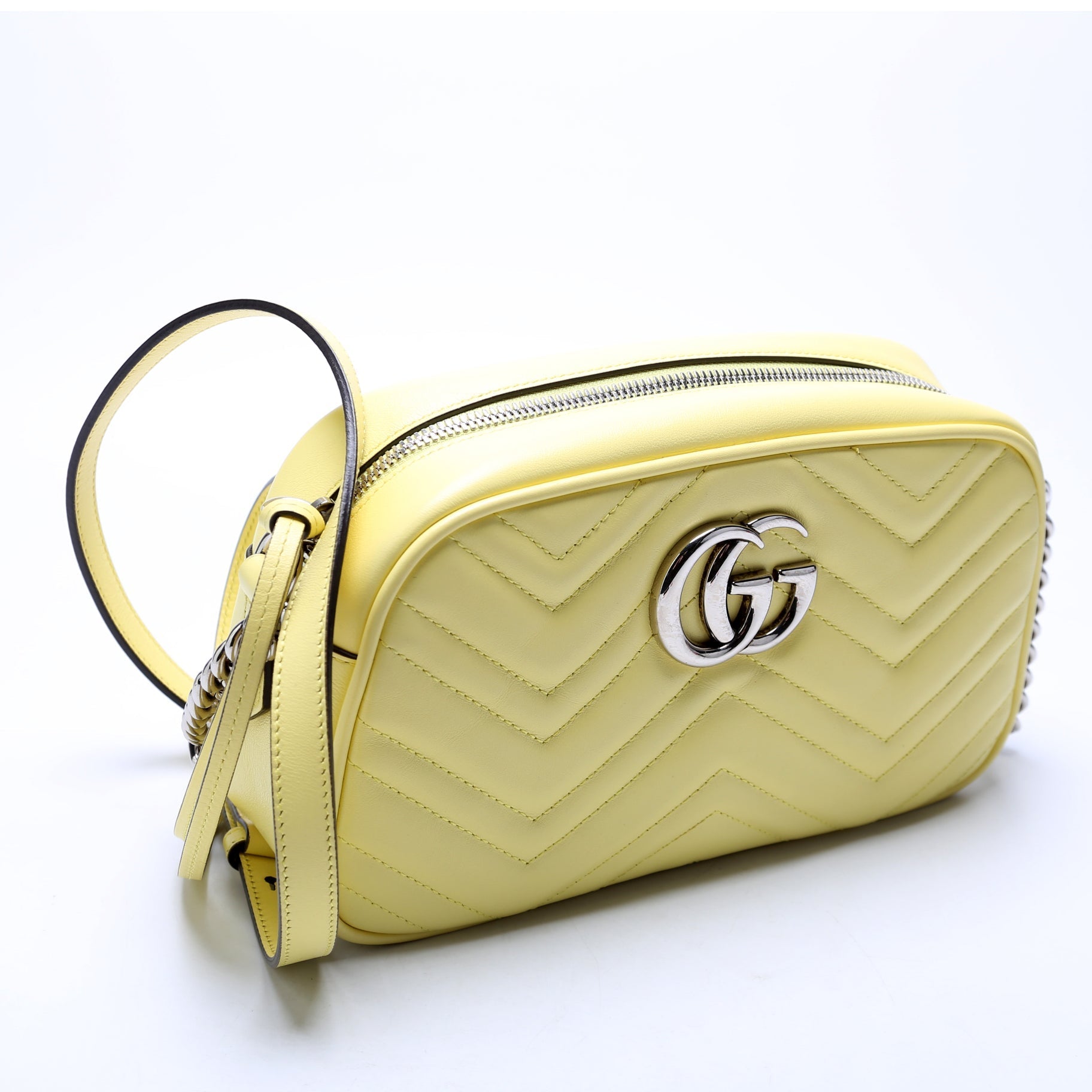 Gucci 447632 Marmont Small Leather Camera Yellow Bag