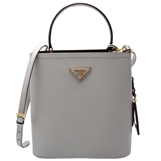 Prada 1BA212 Saffiano Cuir Medium Panier Grey Bag