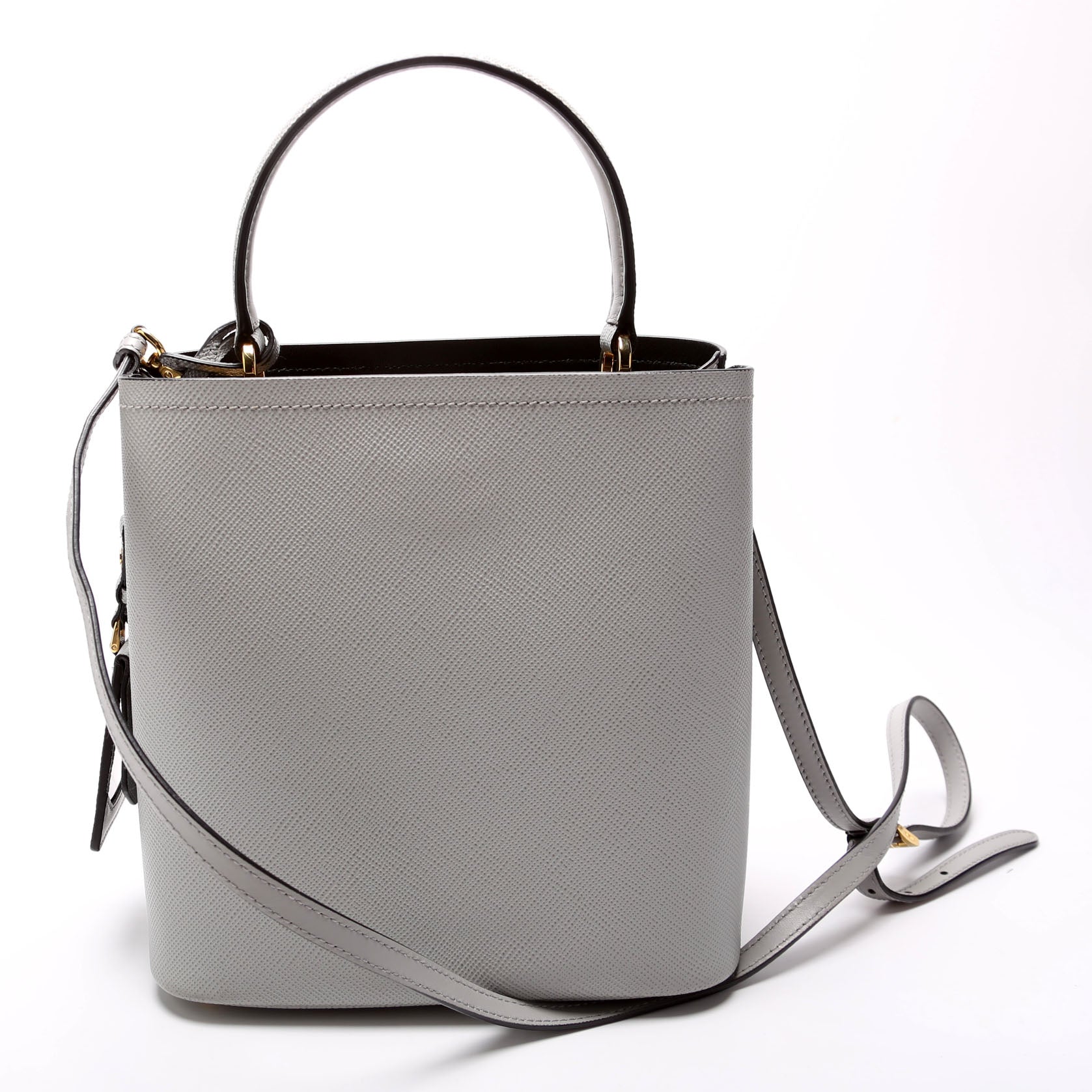 Prada 1BA212 Saffiano Cuir Medium Panier Grey Bag