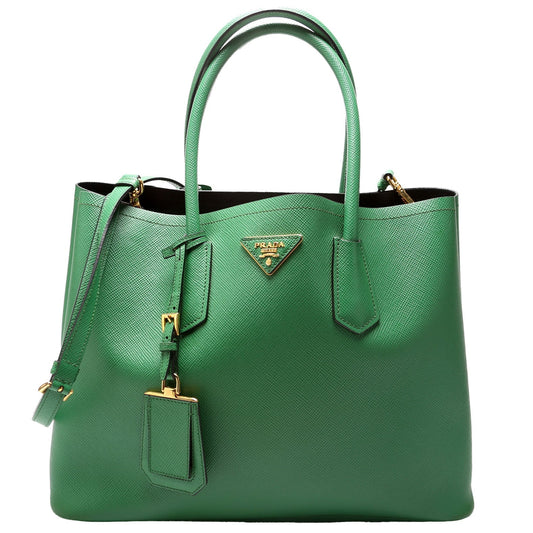 Prada Saffiano Cuir Double Large Green Bag