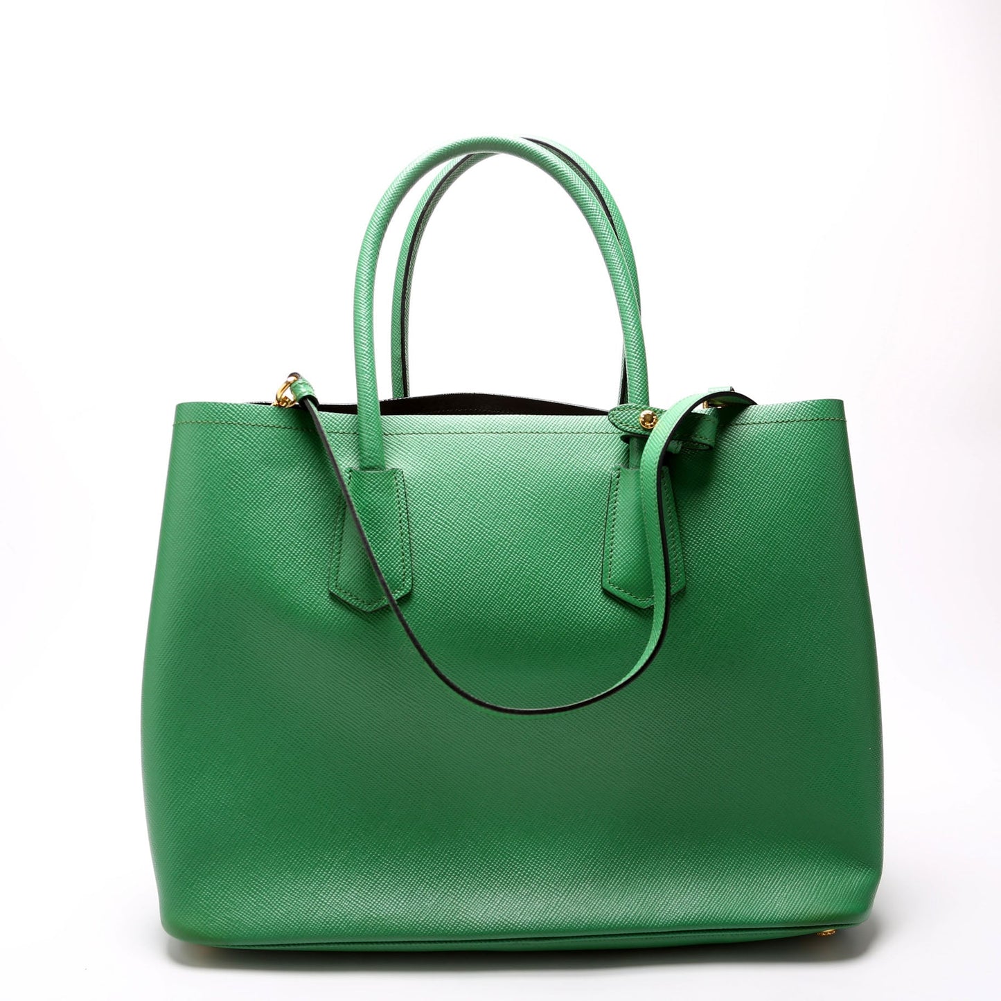 Prada Saffiano Cuir Double Large Green Bag - Style 2