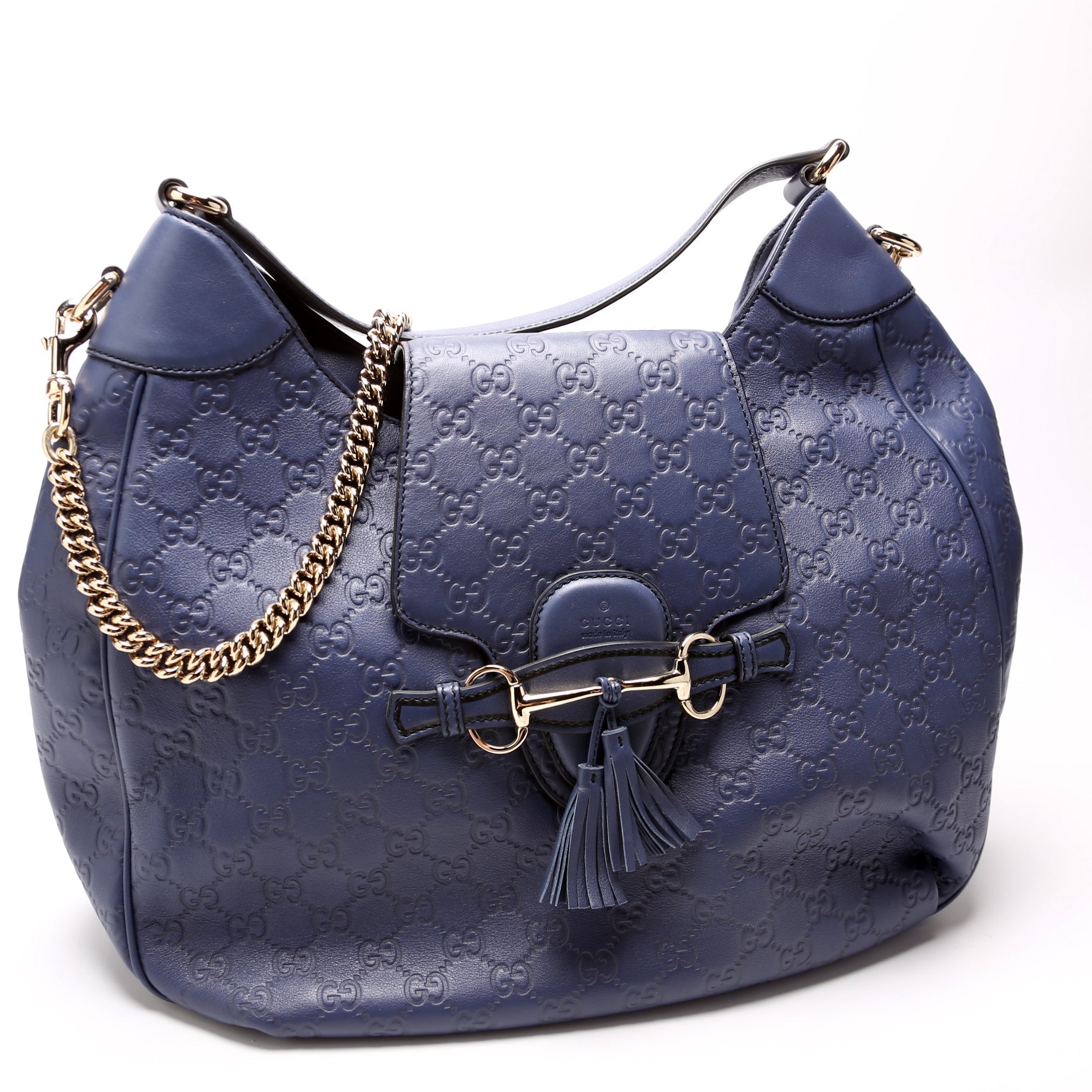 Gucci 322226 Emily Leather Hobo Blue Bag