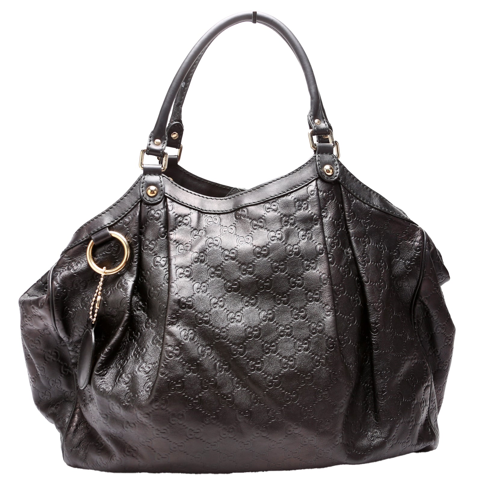Gucci 211942 Sukey Leather Large Black Bag