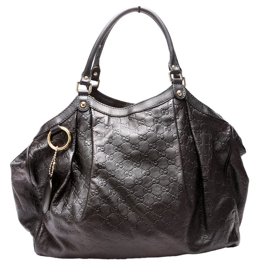 Gucci 211942 Sukey Leather Large Black Bag