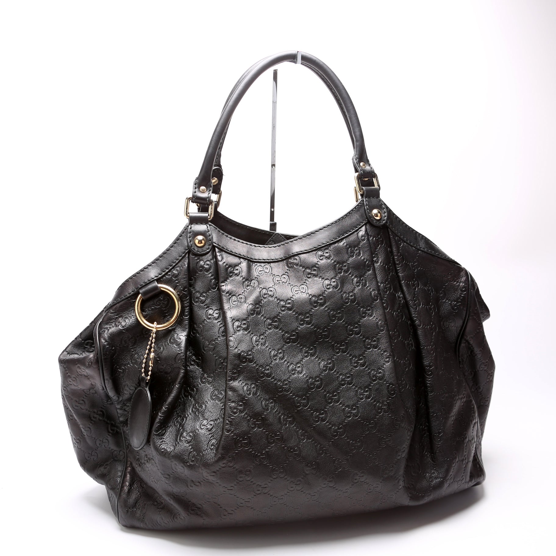 Gucci 211942 Sukey Leather Large Black Bag