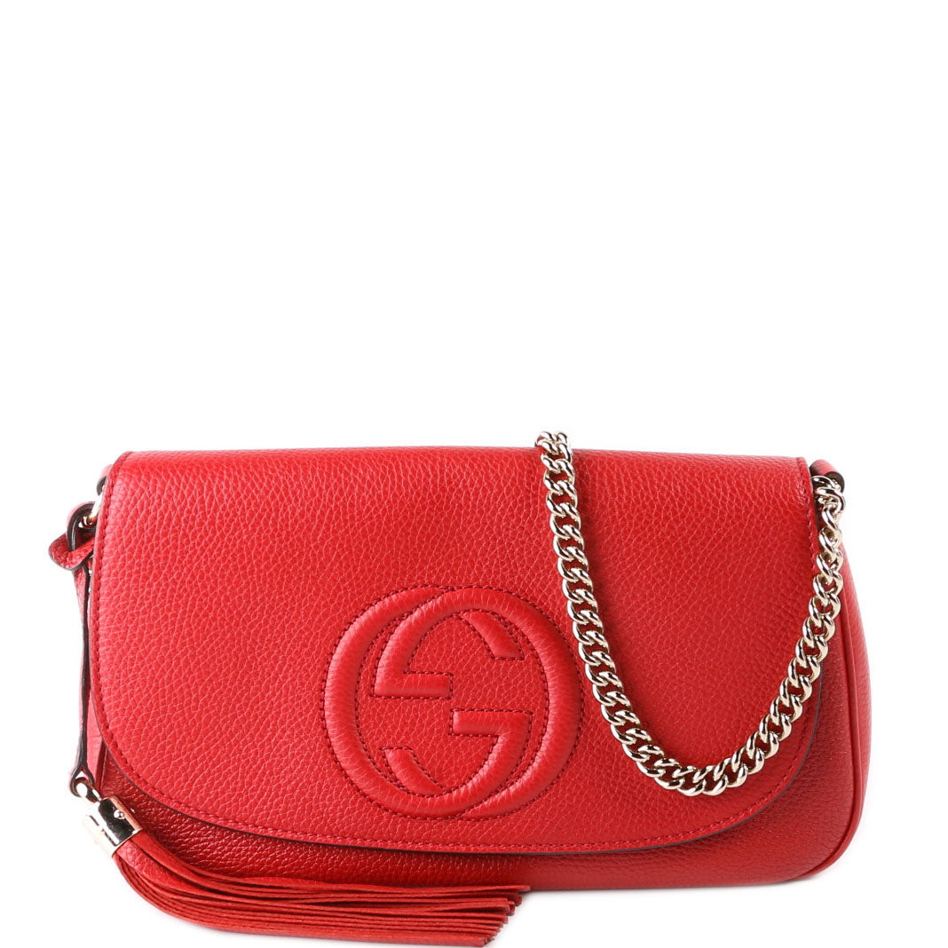 Gucci 536224 Soho Chain Tassel Flap Red Bag