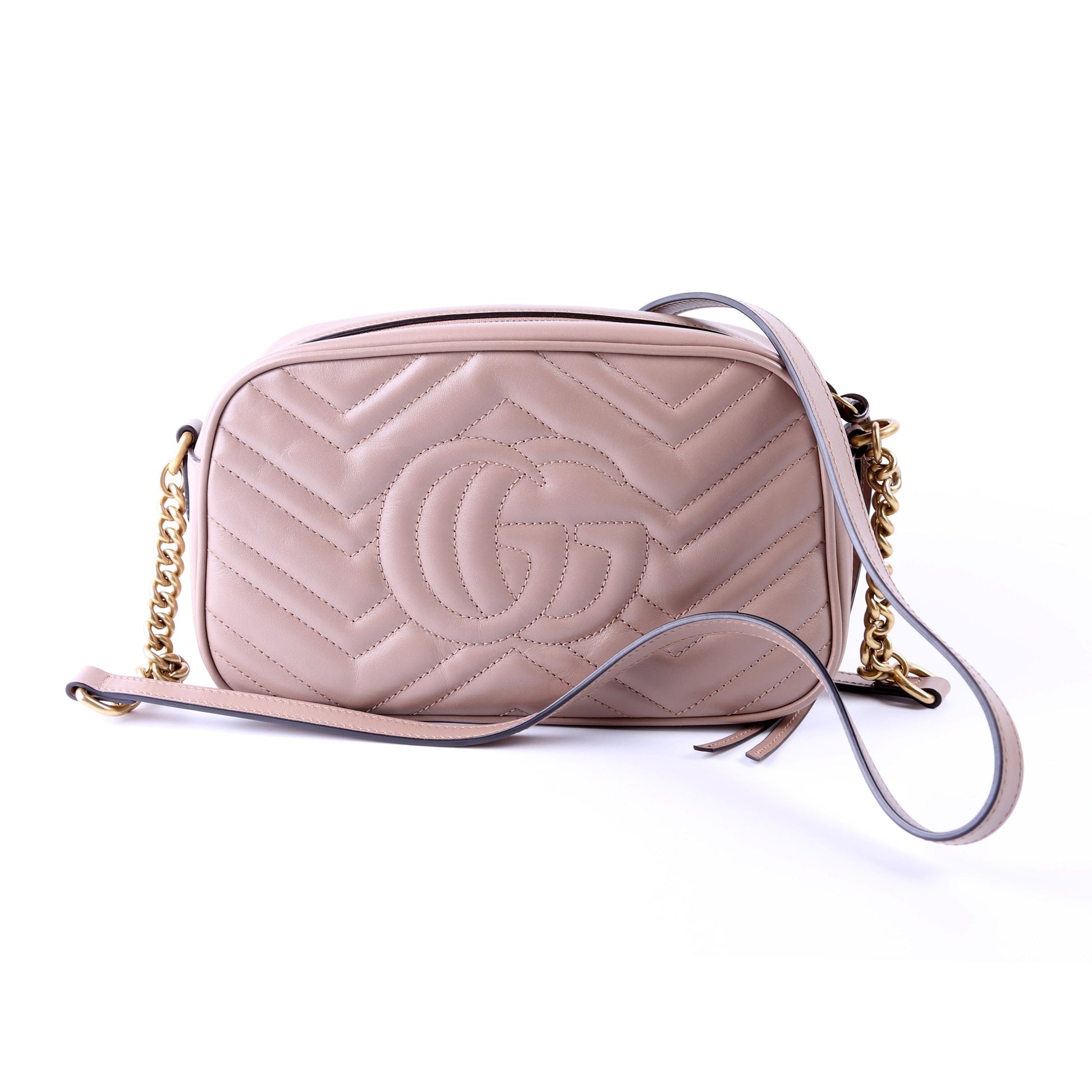 Gucci 447632 Marmont Small Leather Camera Beige Bag