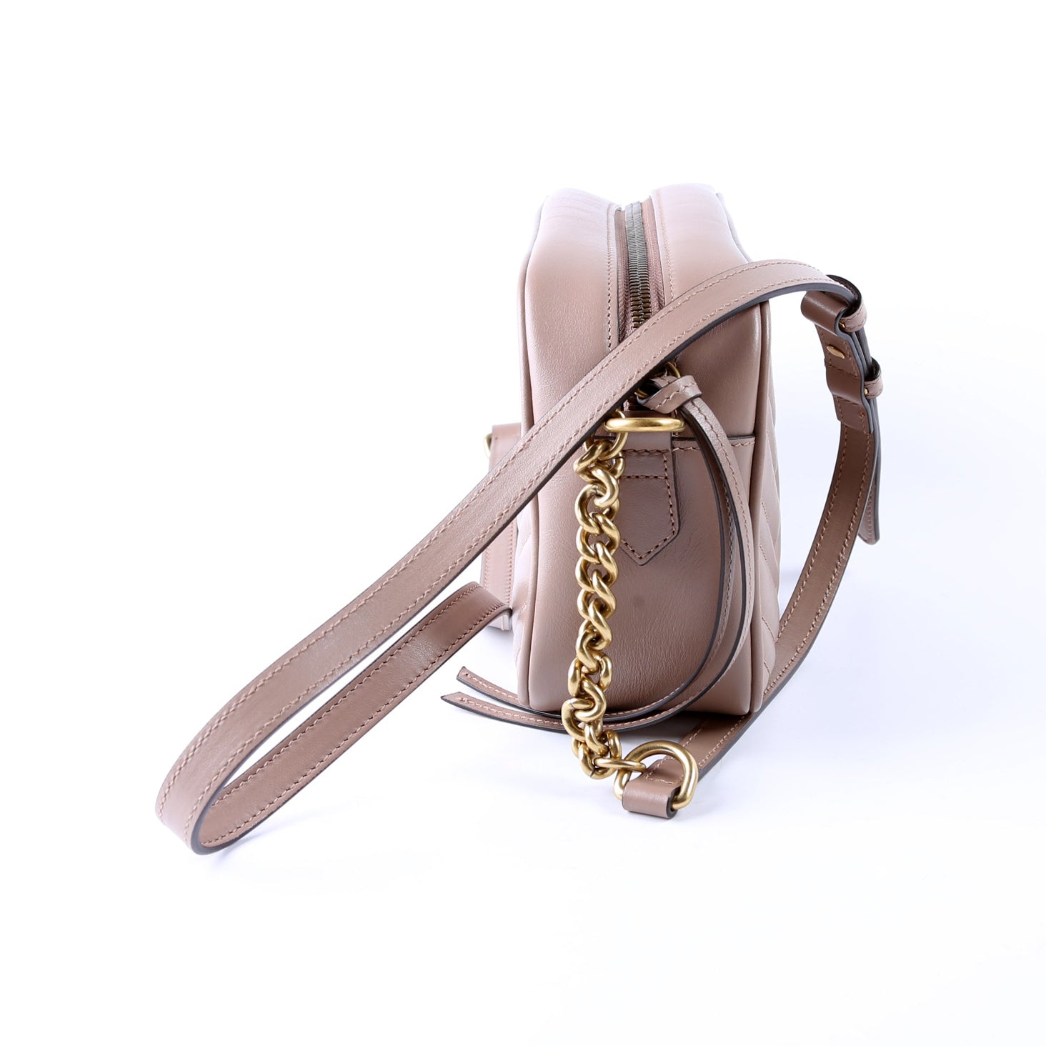 Gucci 447632 Marmont Small Leather Camera Beige Bag