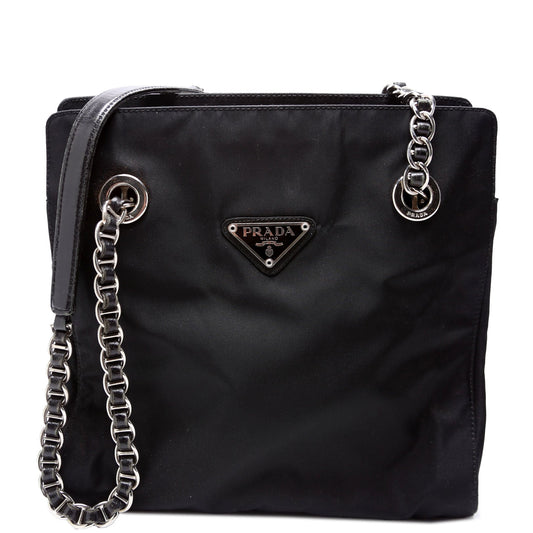 Prada Nylon Catena Chain Shoulder Black Bag