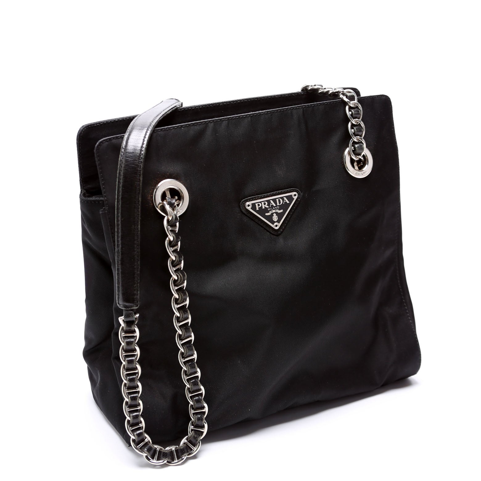 Prada Nylon Catena Chain Shoulder Black Bag