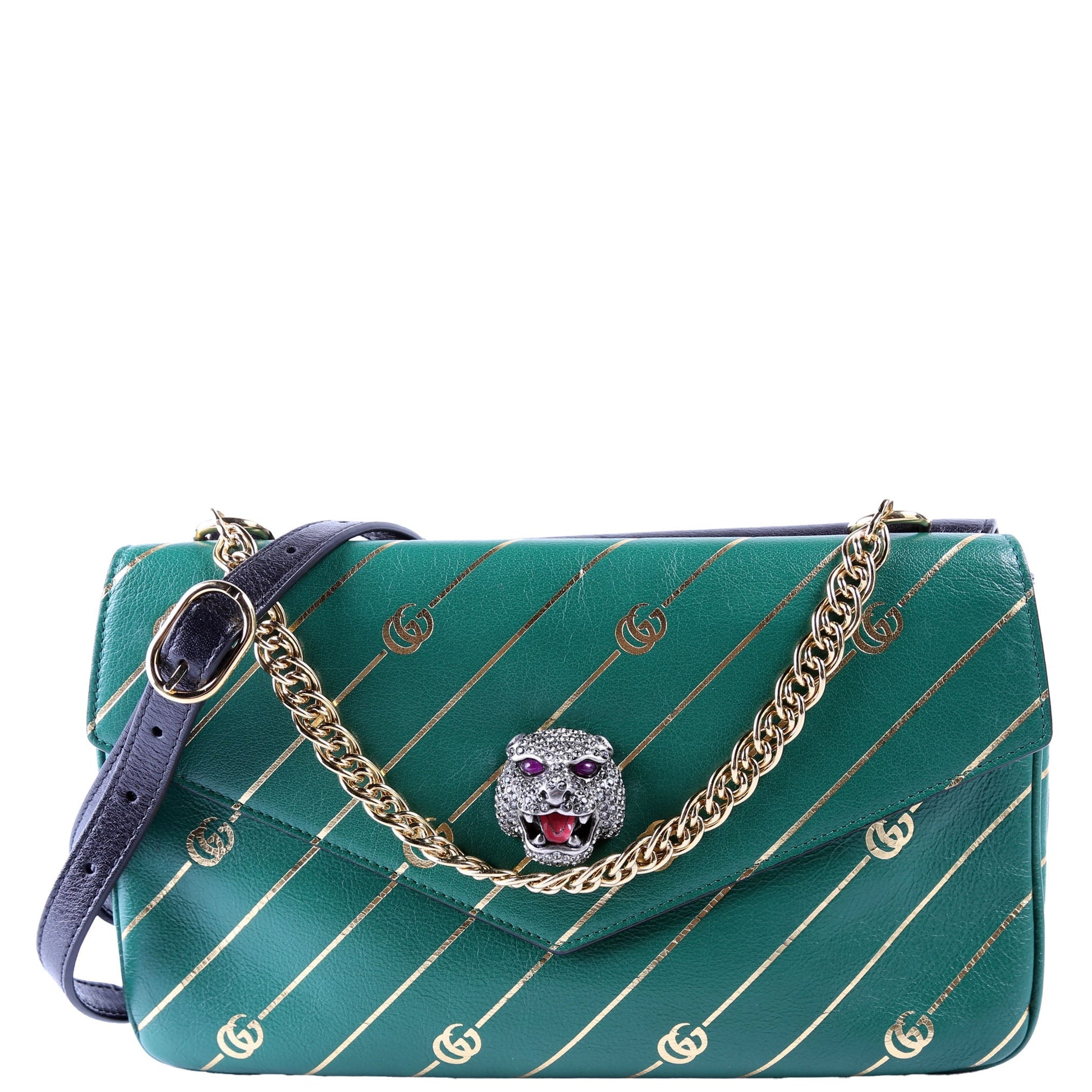 Gucci 524822 Thiara Double Medium Shoulder Green/Black Bag