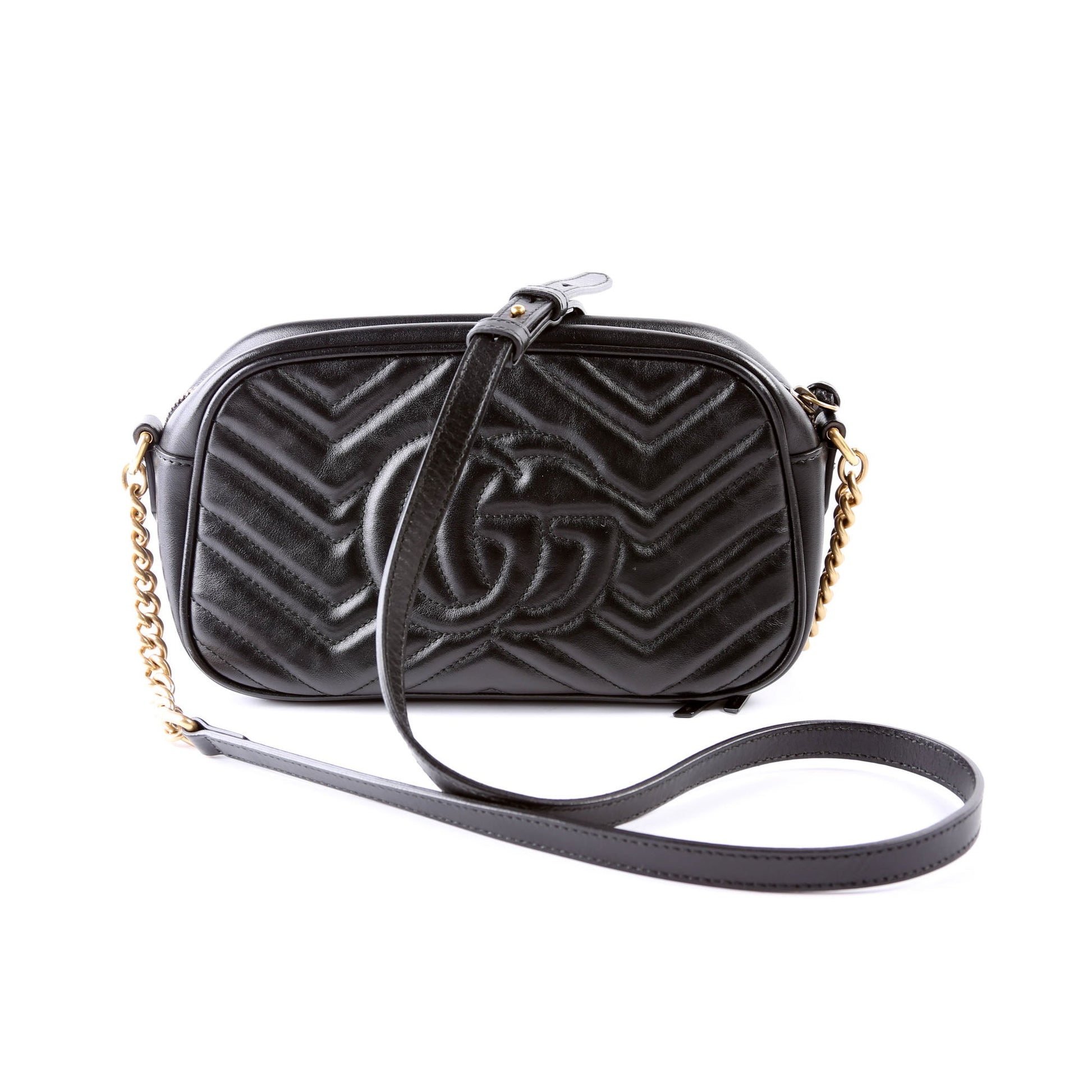 Gucci 447632 Marmont Small Leather Camera Black Bag
