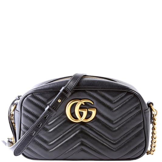 Gucci 447632 Marmont Small Leather Camera Black Bag