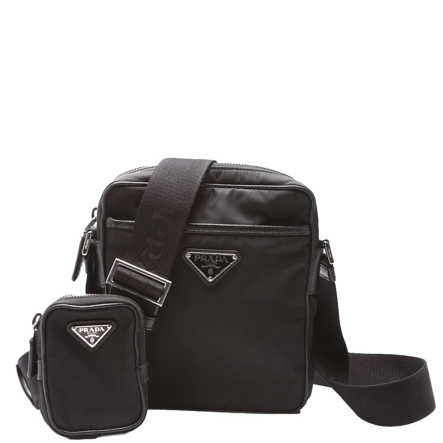Prada 2VH112 Re-Nylon/Saffiano Leather Shoulder Black Bag