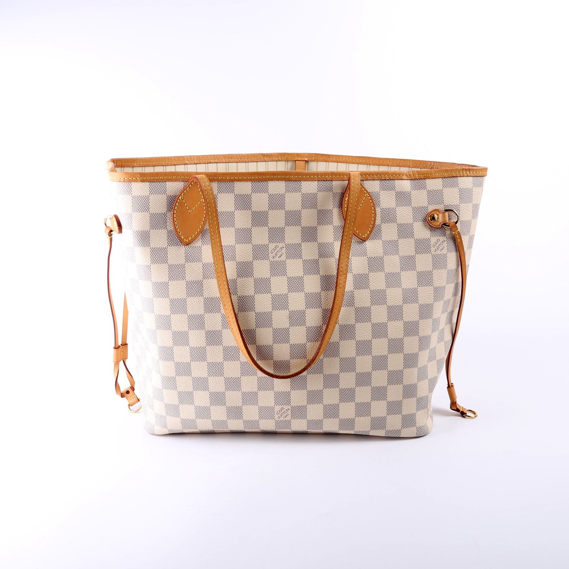 Louis Vuitton Neverfull With Wallet MM Azur White Interior