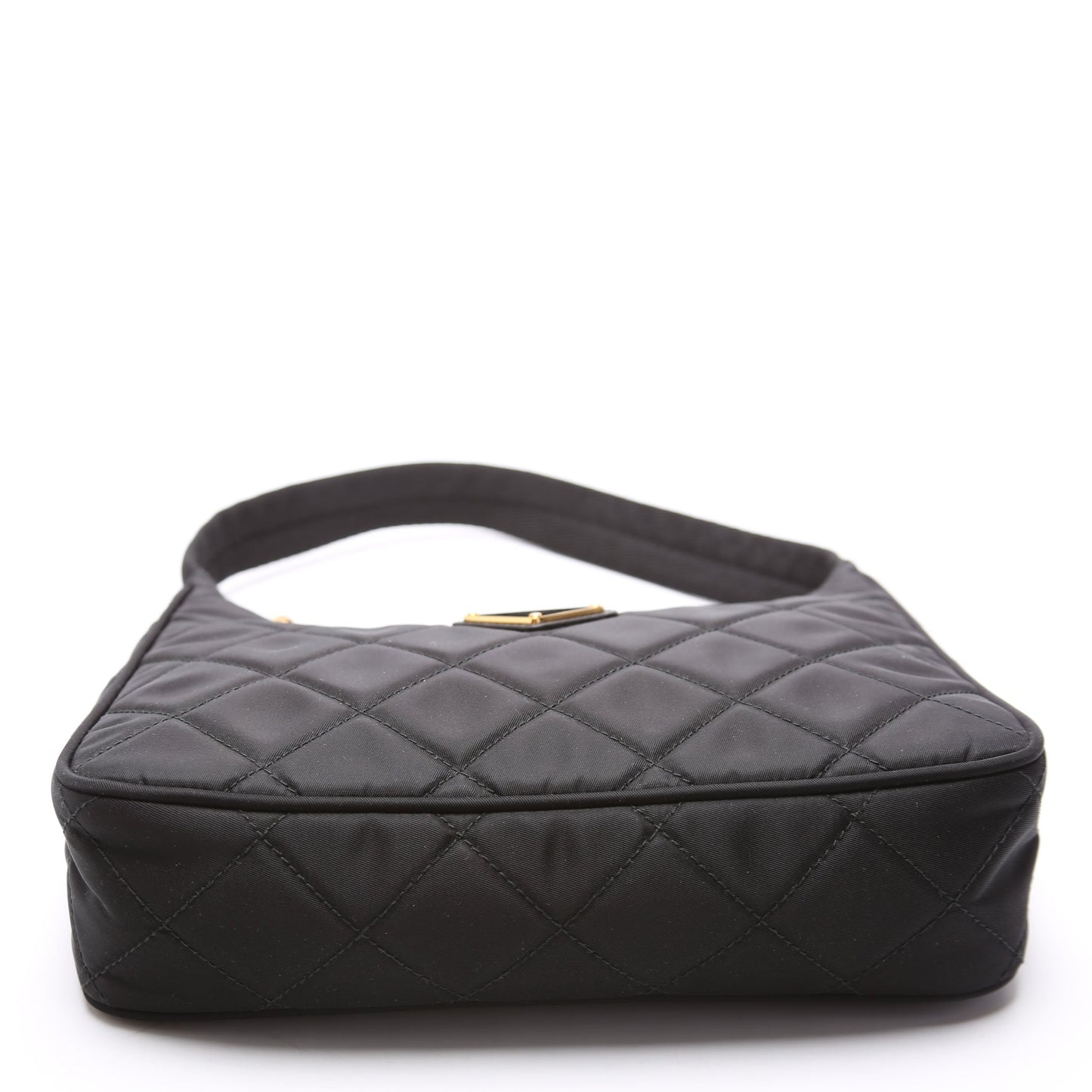 Prada 1NE051 Quilted Nylon Shoulder Black Bag