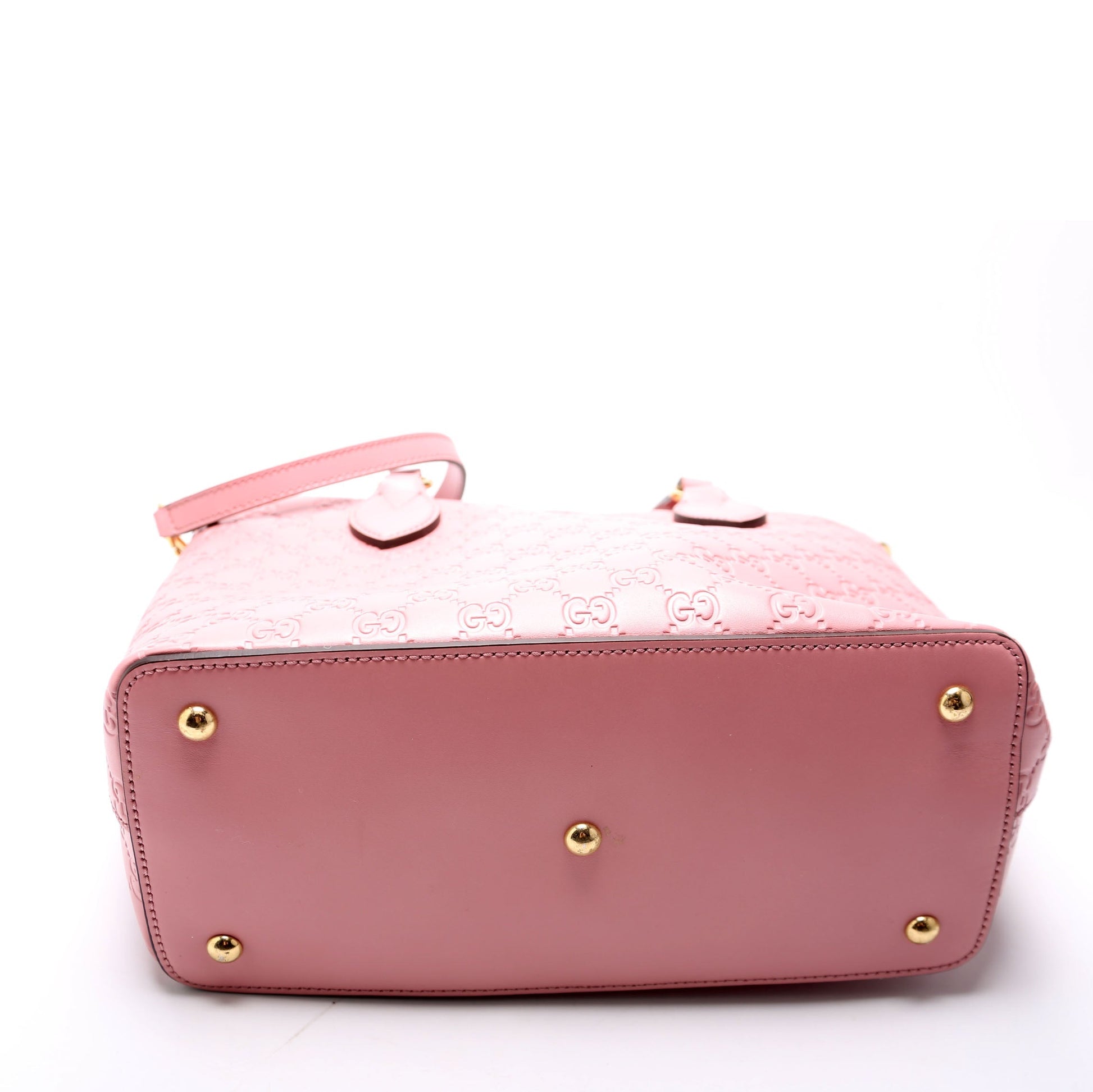 Gucci 428226 Signature Leather Fold Over Tote Pink Bag