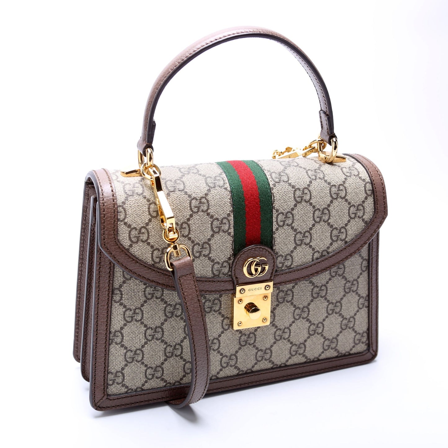 Gucci 651055 GG Supreme Ophidia Small Top Handle Brown Bag