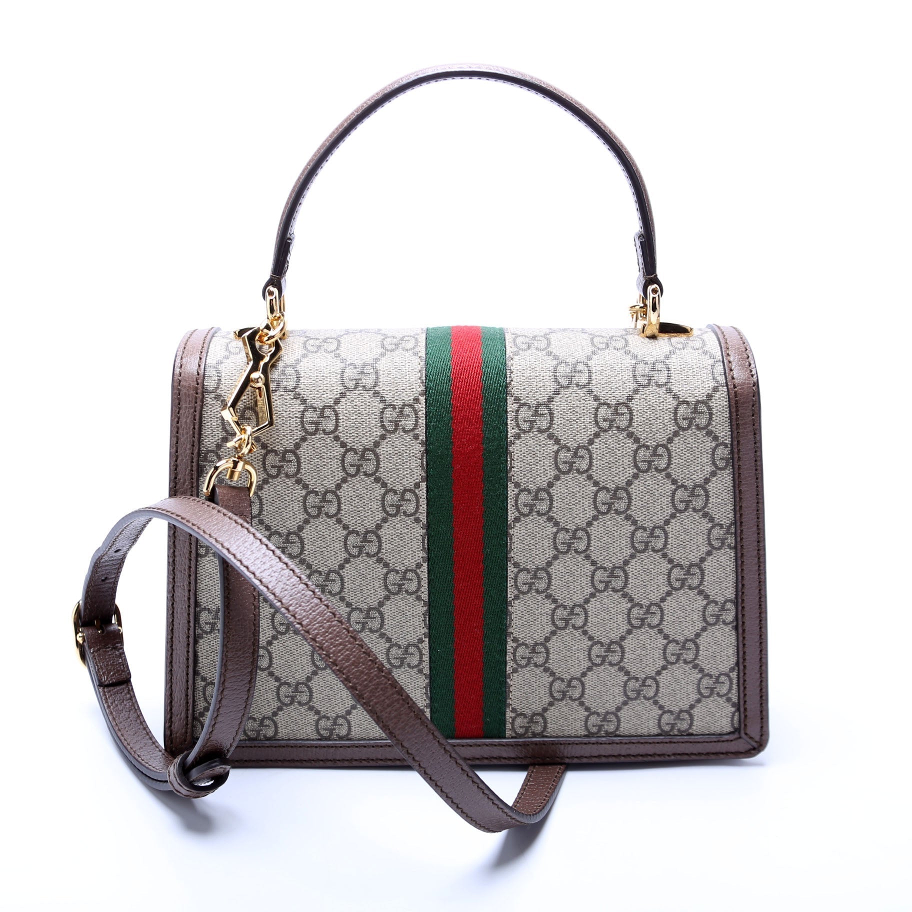 Gucci 651055 GG Supreme Ophidia Small Top Handle Brown Bag
