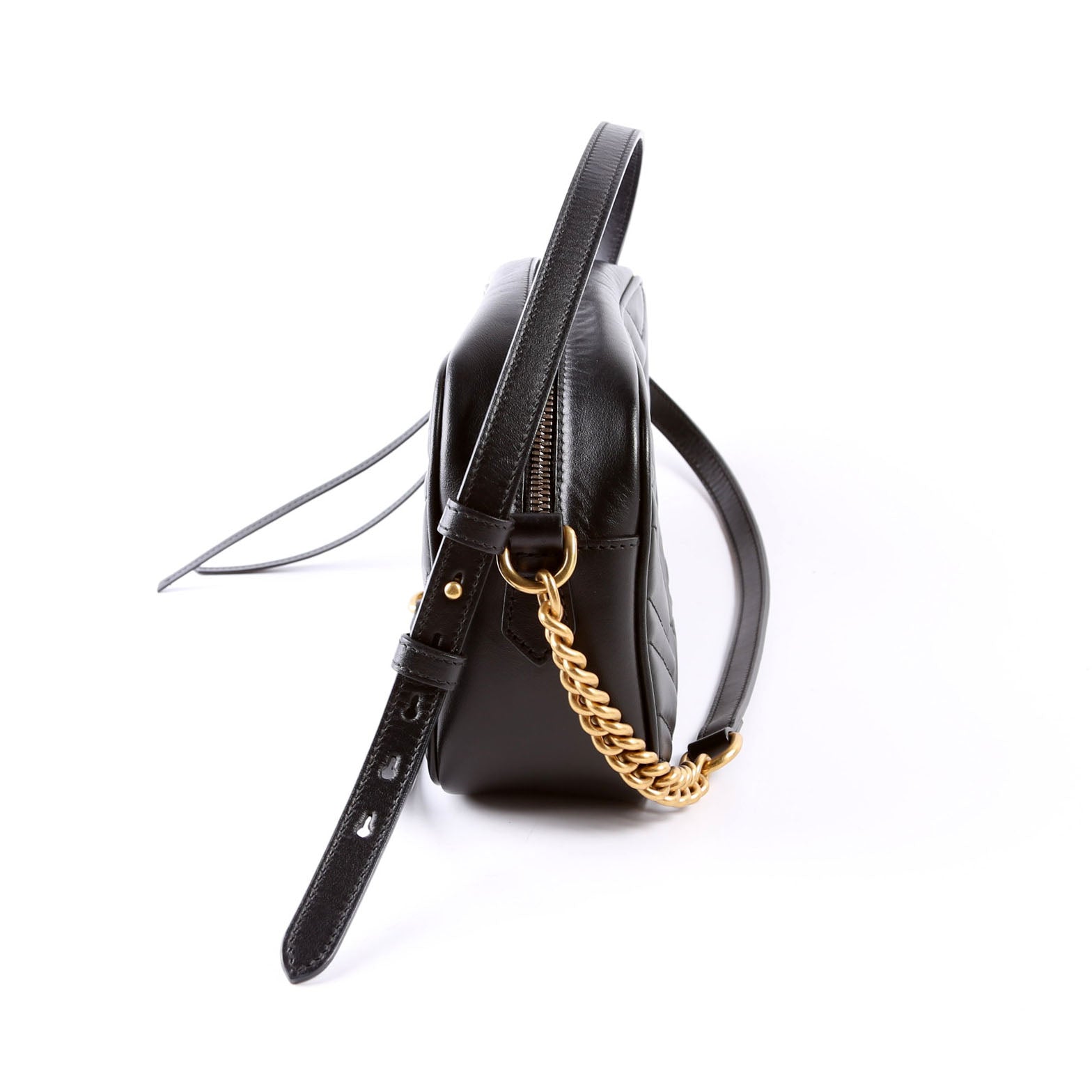 Gucci 447632 Marmont Small Leather Camera Black Bag