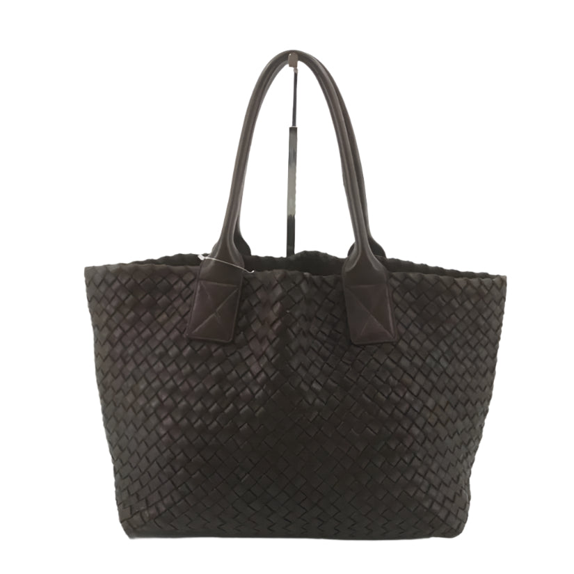 Bottega Veneta Cabat Small Dark Chocolate Brown Intreccio Leather Tote Bag