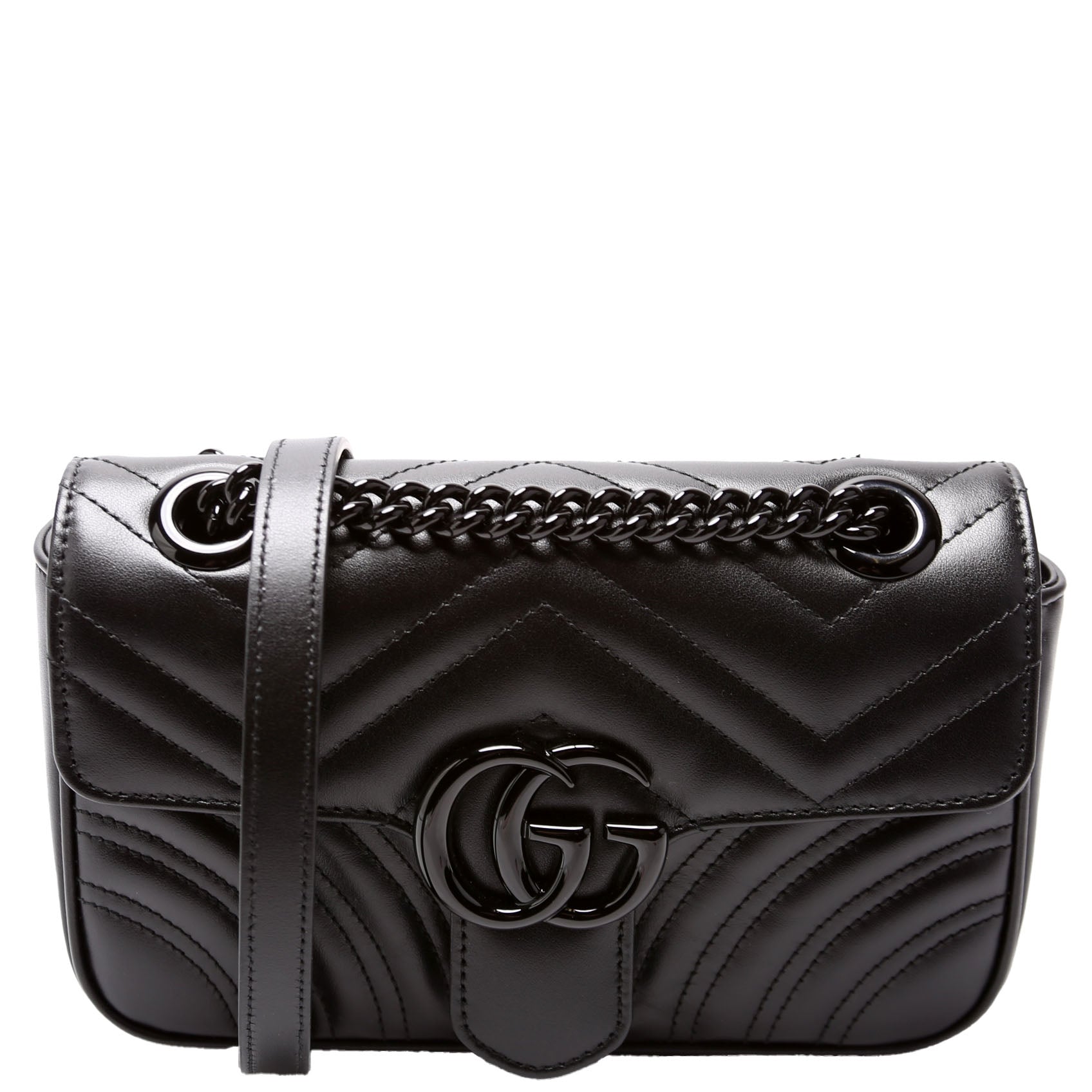 Gucci 446744 Marmont Leather Shoulder Mini Flap Bag