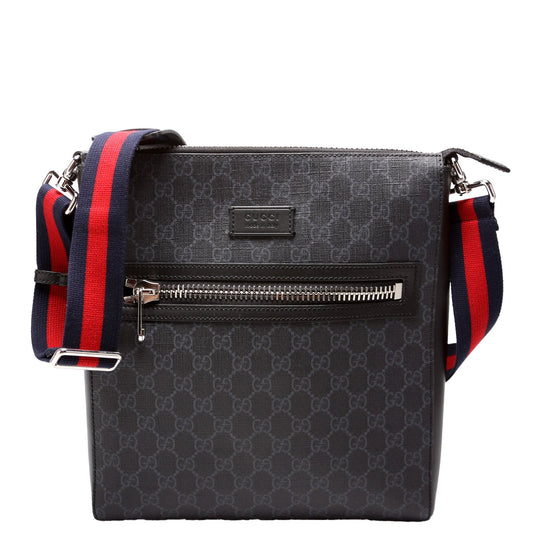 Gucci 474137 GG Supreme Messenger Black Bag