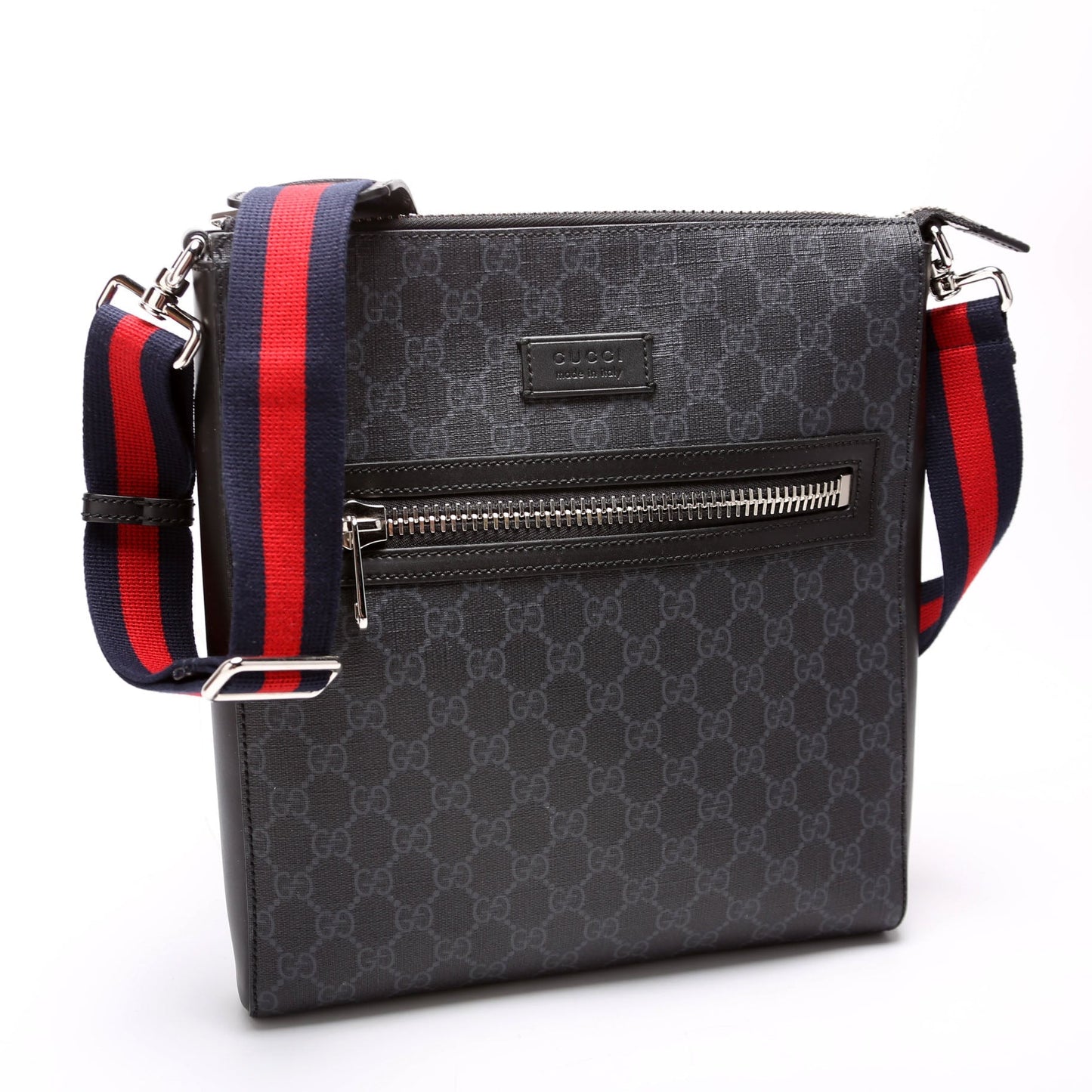 Gucci 474137 GG Supreme Messenger Black Bag