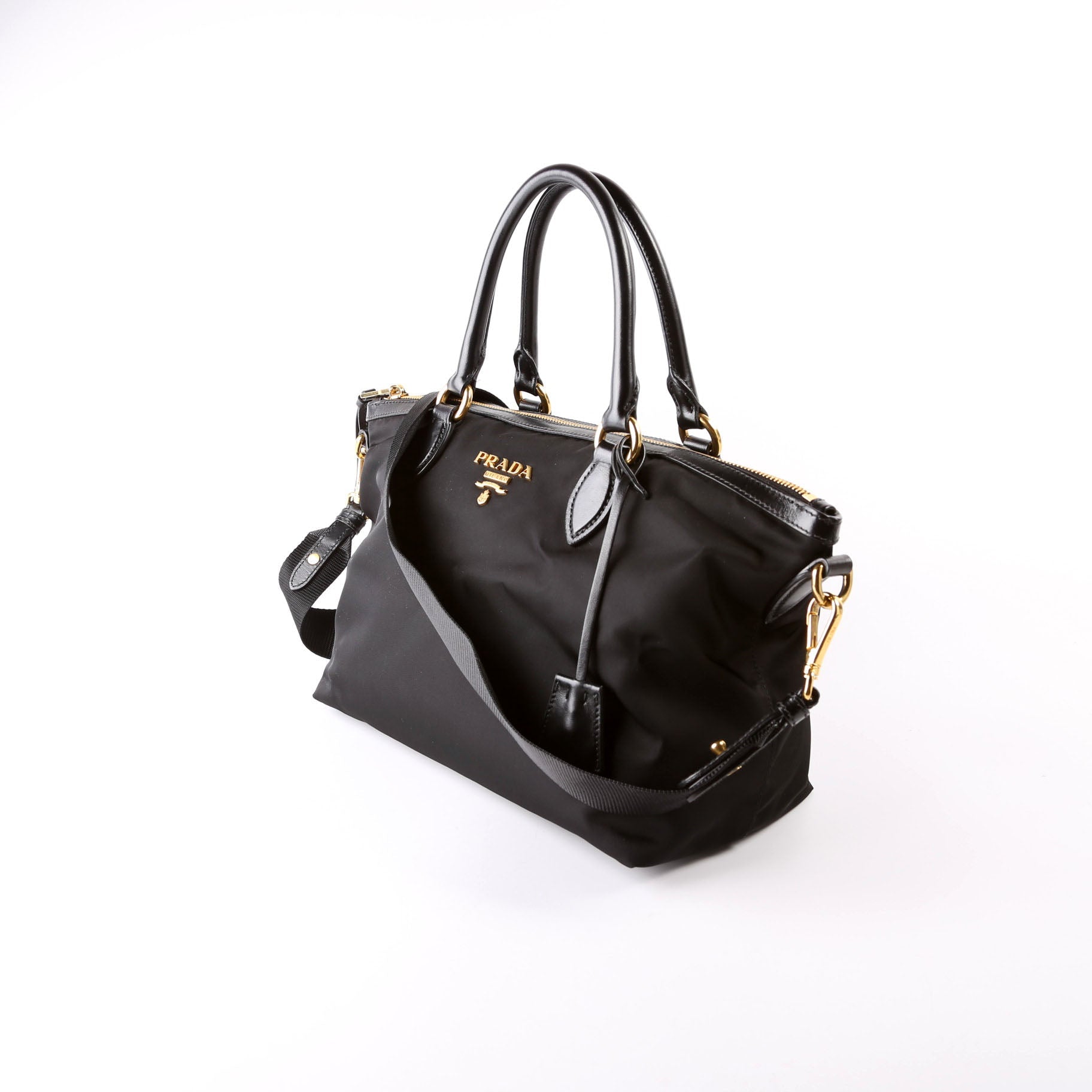 Prada 1BA104 Nylon Satchel Black Bag