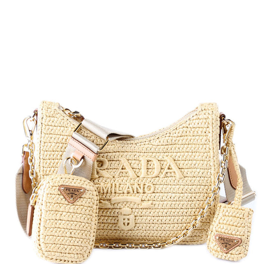 Prada Re-Edition 2000 Crochet Mini Tan Bag